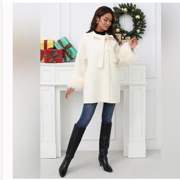 Cute preppy faux fur coat NWOT - Picture 2 of 5